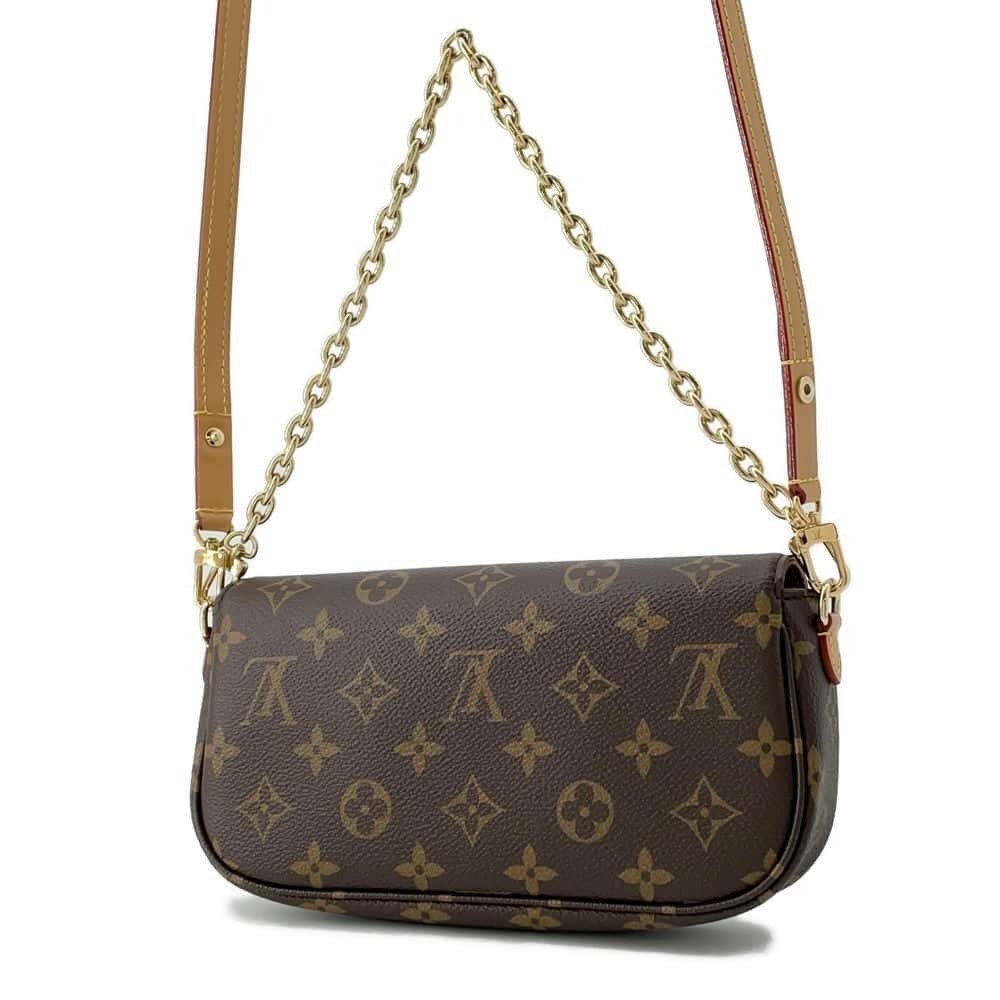 Louis Vuitton Chain Shoulder Bag Monogram Long Ivy on Wallet Brown